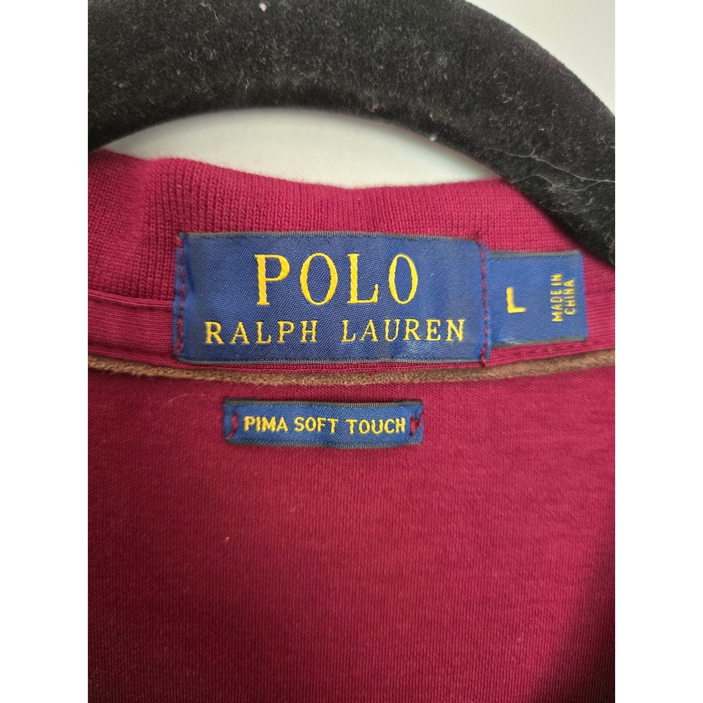 Polo Ralph Lauren Burgundy Pima Cotton Long Sleeve Polo L Preppy Classic Minimal - Picture 5 of 12